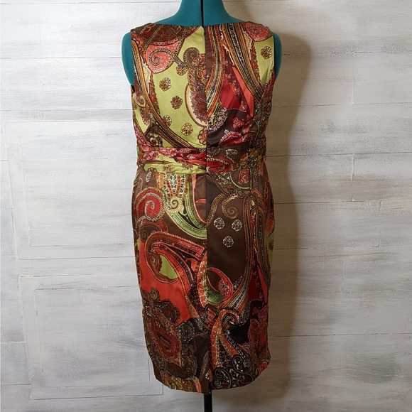 Le Bos Two Piece Multi-Color Dress and Jeweled Brown Jacket Size 14 NWT - Picture 3 of 5